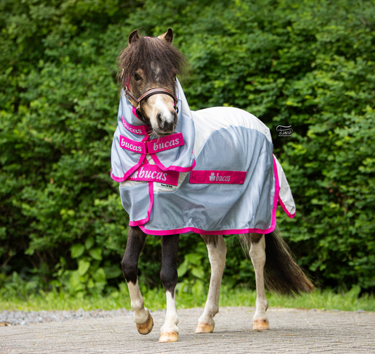 Bucas Buzz Off Rain & Neck pony Blue/blossom