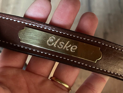 TiCi luxe lederen halster "Classy" met naamplaatje