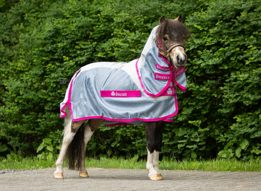 Bucas Buzz Off Rain & Neck pony Blue/blossom