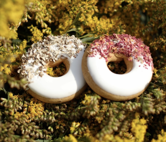 Candy Horse Donuts Rozenblad + IJslands Mos | Set van 2 unieke paardensnoepjes in donutvorm met glazuur en kruiden