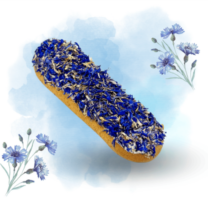 Horse Candy: Cornflower Éclair | Uniek paardensnoepje met glazuur en echte korenbloemblaadjes