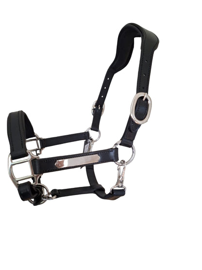 TiCi luxe anatomisch lederen halster "Bunga" met naamplaatje